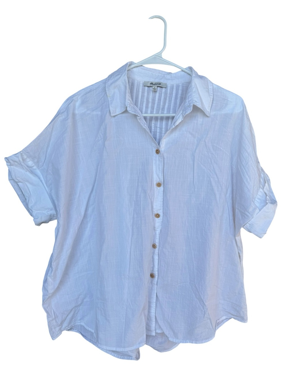Madewell White 100% Cotton Short-Sleeve Button Shirt